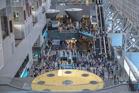 Open public space outside Kyoto Station for travelers and locals Nov 29 2025のeditorial素材