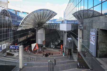 Open public space outside Kyoto Station for travelers and locals Nov 29 2025のeditorial素材