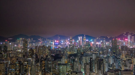 Glowing city lights highlight dense towers across both sides Feb 6 2026