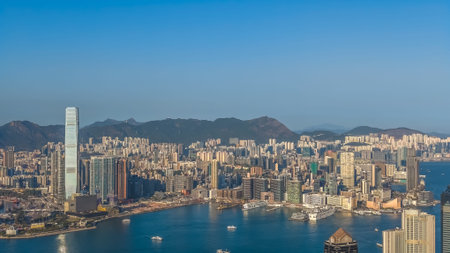 Glittering waterfront divides dense skyscrapers across vibrant cityscape Feb 14 2026