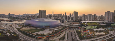 Expansive sports complex features arenas, public spaces, and greenery Feb 15 2026のeditorial素材