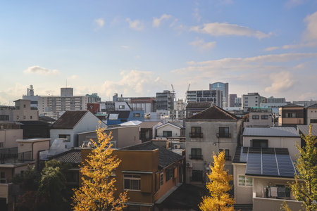 Urban neighborhood with apartments and local community life Nov 25 2025のeditorial素材