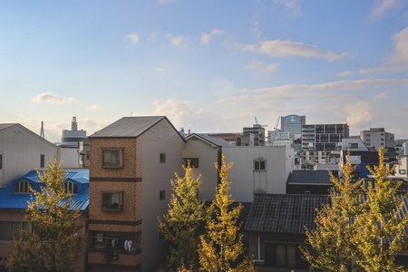 Urban neighborhood with apartments and local community life Nov 25 2025のeditorial素材