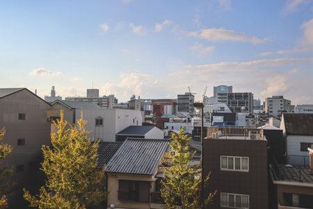 Urban neighborhood with apartments and local community life Nov 25 2025のeditorial素材