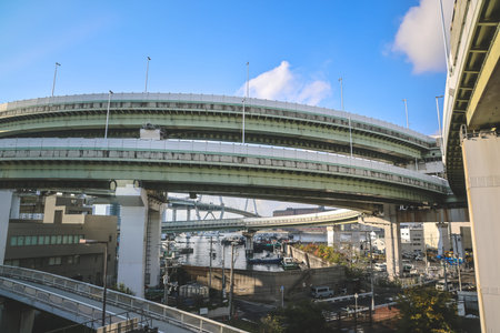 Modern highway interchange near Tempozan Harbor and attractions Nov 25 2025