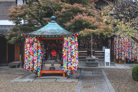 Description: Small Kyoto temple adorned with bright wish balls Nov 25 2025