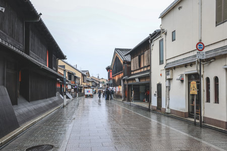Traditional Kyoto Street Showcasing Geisha and Tea Culture Nov 25 2025のeditorial素材