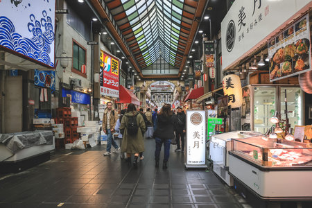 Traditional Osaka market offering food, snacks, and culture Nov 25 2025のeditorial素材