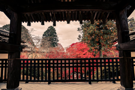 A serene scene of a traditional Japanese gate in a temple Nov 26 2025