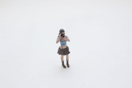 Small model posed photographing while standing on clean surface