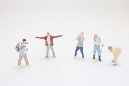 Tiny figurines depict adults gathered together