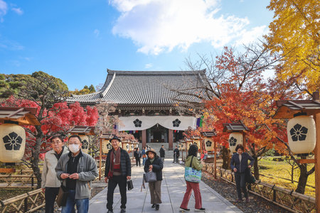 Autumn foliage scenery at historic Chishakuin Temple Kyoto Nov 28 2025のeditorial素材