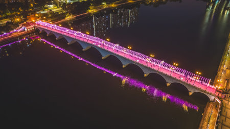 Festive Christmas Illumination on Lek Yuen Bridge in Sha Tin Dec 27 2025のeditorial素材