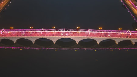 Festive Christmas Illumination on Lek Yuen Bridge in Sha Tin Dec 27 2025