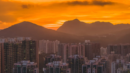 July 8 2022 The HK. TKO skyline sunset urban panorama