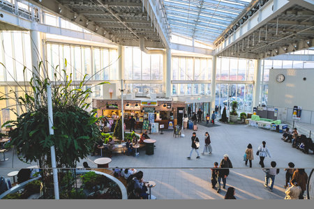 April 25 2026 the Modern Indoor Atrium Food Court With Visitor