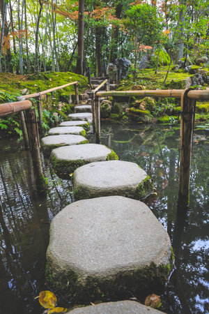 Traditional Stone Road Beside Pond in Tenju an Kyoto Garden Nov 26 2025