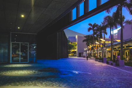 June 26 2026 Hong Kong. Avenue Of Stars Architectural Corridor Night Perspective