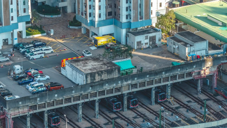 September 26, 2026 Aerial View of Hong Kong Elevated MTR Depot and Parking Lot
