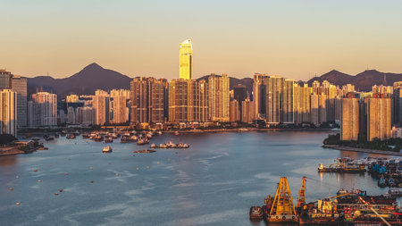 Oct 18 2026 Hong Kong skyline along Rambler Channel Tsuen Wan