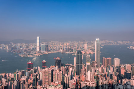 Aerial view of Hong Kong, China.