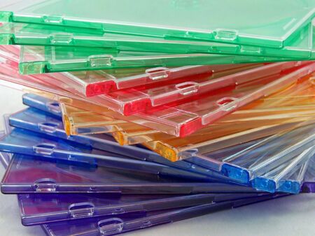 photograph of cd cases of different colorsの写真素材