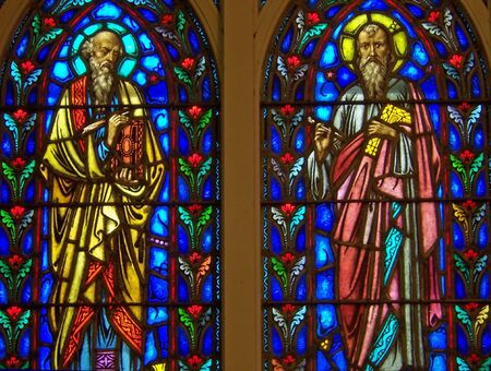 church stained glass window of the disciples