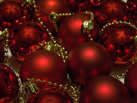 bright and shiny red christmas holiday ornaments