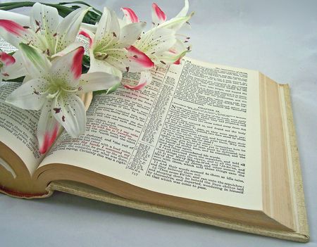 holy bible opened to the resurrection of christの写真素材