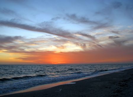 a beautiful sunset on Sanibel Island Floridaの写真素材