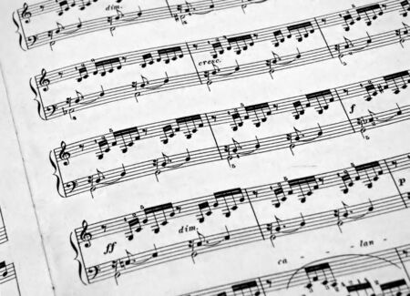 closeup of a sheet of piano musicの写真素材