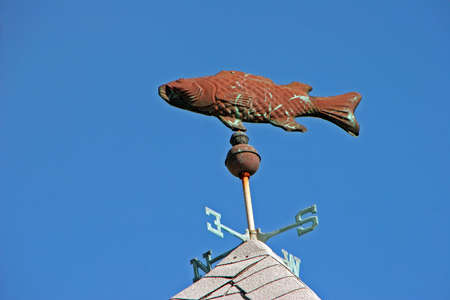 Fish Weather Vane on Historical Chapel Steepleの写真素材