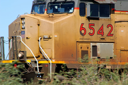 NEW MEXICO, USA - SEPTEMBER 30: Union Pacific Freight Train Travels through Desert Area of New Mexico 2013のeditorial素材