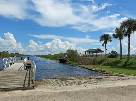 Airboat on the swamp of I-75 known as Alligator Alley Floridaのeditorial素材