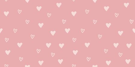 Seamless heart hand drawn pattern in vector illustration. Rose and pink nursery colors cute simple...