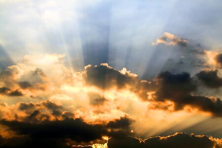 sunbeams and clouds の写真素材