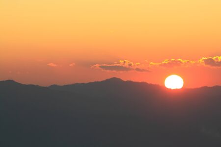 sunset over the mountainの写真素材