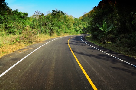 curve road and blue sky の写真素材