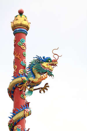 dragon statue on white background の写真素材