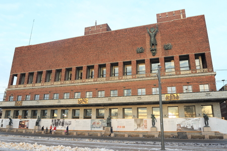 Oslo, Norway - December 30, 2018: The city hall of Oslo Norway.のeditorial素材