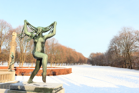 Oslo, Norway - December 30, 2018 : Sculpture created by Gustav Vigeland in Frogner park.のeditorial素材