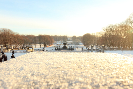 Oslo, Norway - December 30, 2018 : Sculpture created by Gustav Vigeland in Frogner park.のeditorial素材