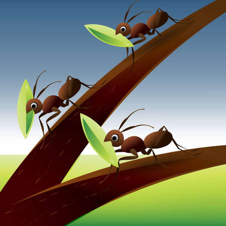 Team Work Spirit, set of ants working together .のイラスト素材