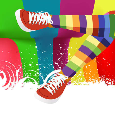 colored Abstract background and lady legs.のイラスト素材