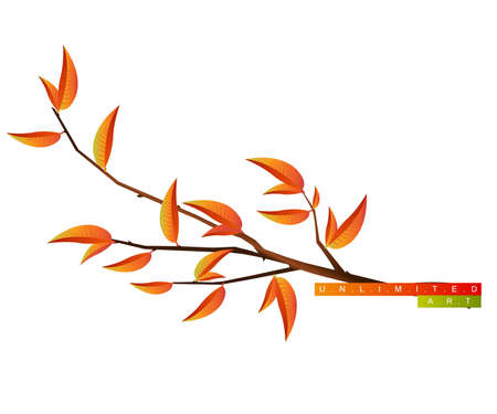 Tree Branch with Green Leaves .のイラスト素材