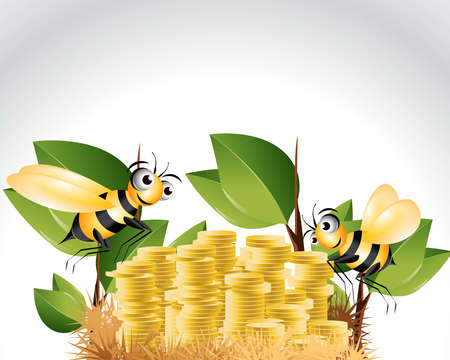 Happy Bee Character, cartoon Illustration.
