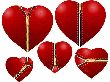 Valentine's Day Concept, set of zipped love hearts.のイラスト素材
