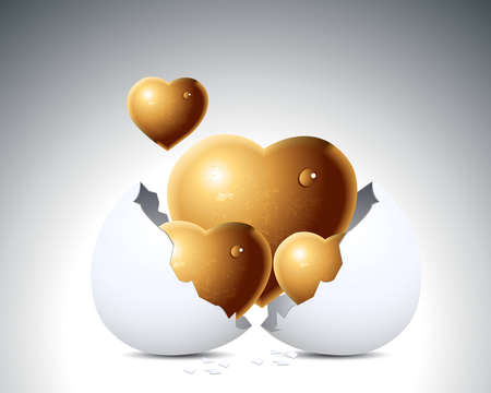 Love hearts and egg shellのイラスト素材