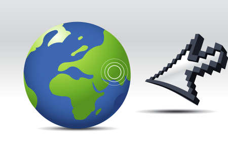 Abstract and Business Background with globe map and wavy lines.のイラスト素材