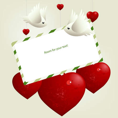 Valentine's Day Concept, lovebirds flying around love hearts のイラスト素材